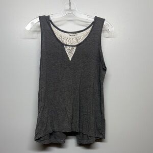 Noisy May Gray Lace Trim Tank Top